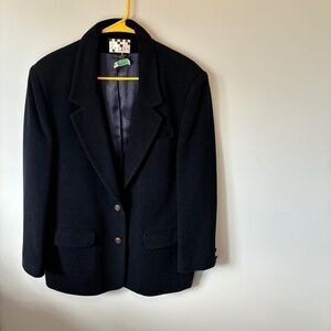 Career Moves Vintage Women's Black Wool and Cashmere Blazer SZ 11-12, 1980s